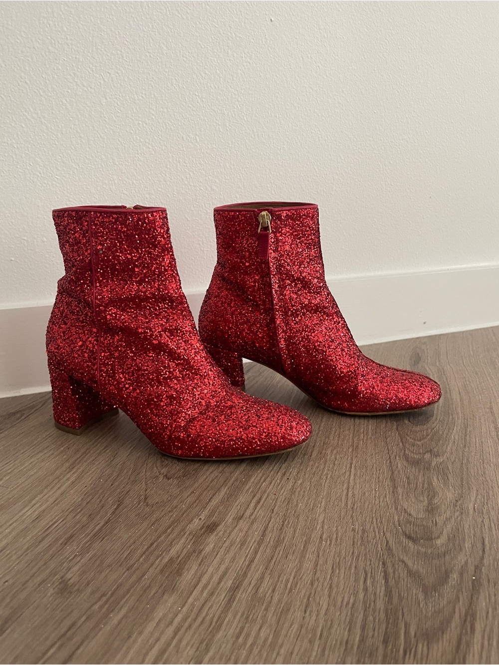 Mansur Gavriel red glitter boots